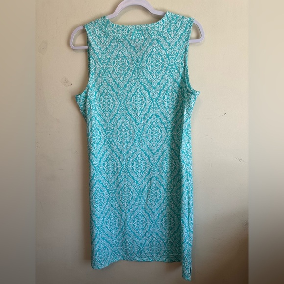 Coolibar Womens Blue Printed Sleeveless UPF 50+ d'Orsay Sheath Midi Dress Medium - Picture 4 of 4